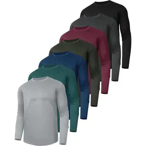 7 pack long sleeve shirts for men-dry fit moisture wicking sun protection UV UPF T-shirts for fishing workout gym