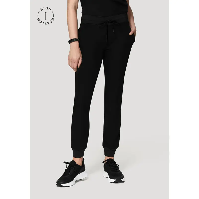 Mandala Scrubs Women's High Rise Joggers - Black Everyday Jogger Pant, Casual Workwear Style