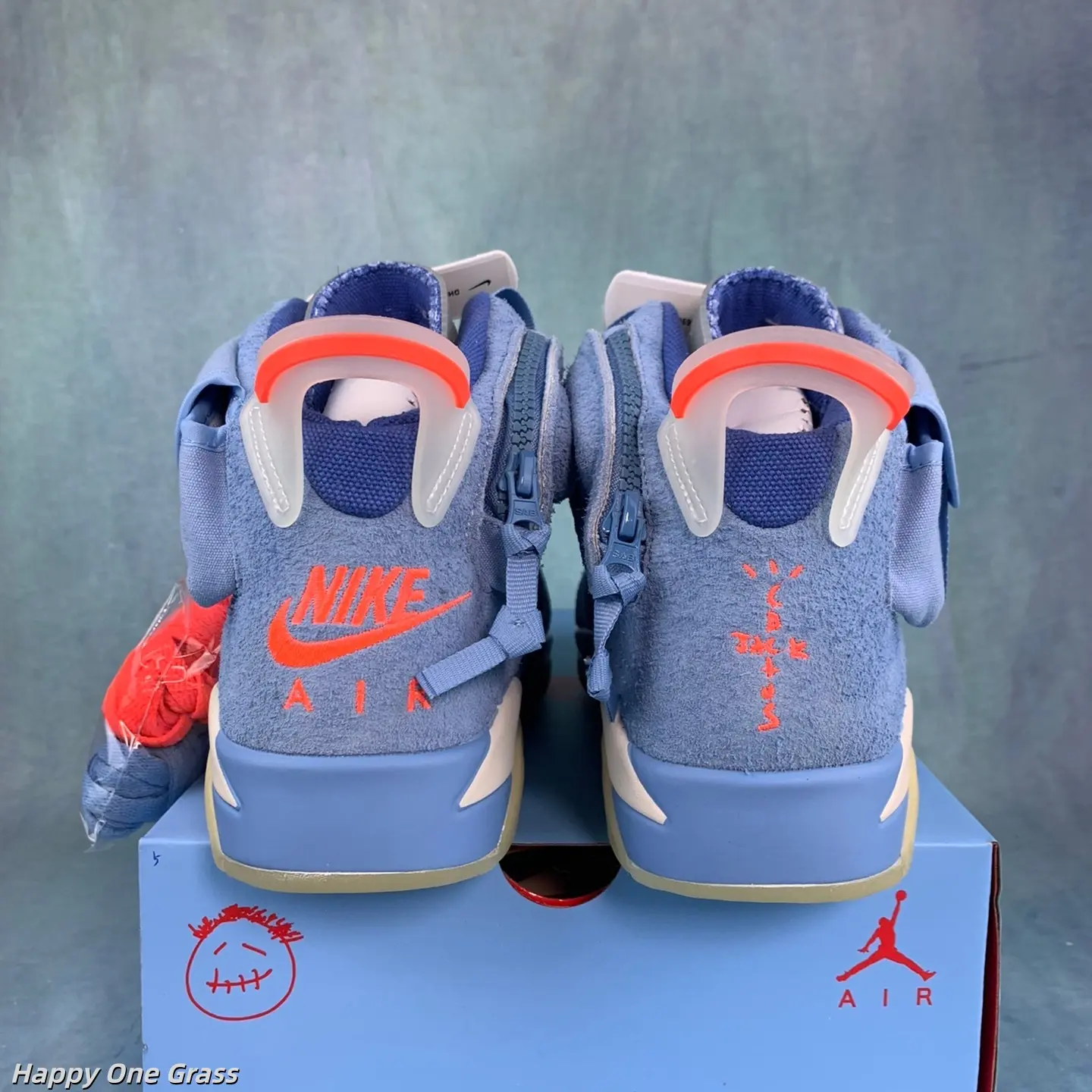 Brand New Sealed with Original Shoe Box Unisex Matte Light Blue Suede Orange Two-Tone High Top Basketball Collectible Sneakers Breathable Mesh Rubber Outsole Vintage Retro Streetwear Daily Athletic Footwear Teen Casual Shoes