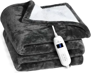 Heated Blanket, Machine Washable Extremely Soft & Comfortable Electric Blanket Throw  Heating with Hand Controller 10 Heating Settings & auto Shut-Off (Gray, 50 x 60)