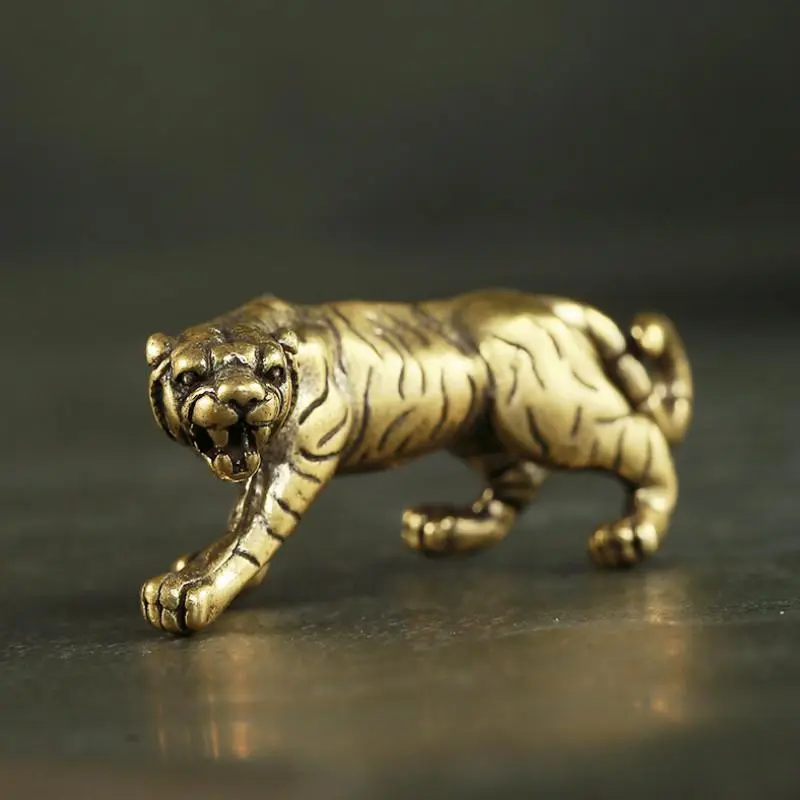 3D brass TIGER Animal Mini Sculpture figurine desk ornament decor NEW