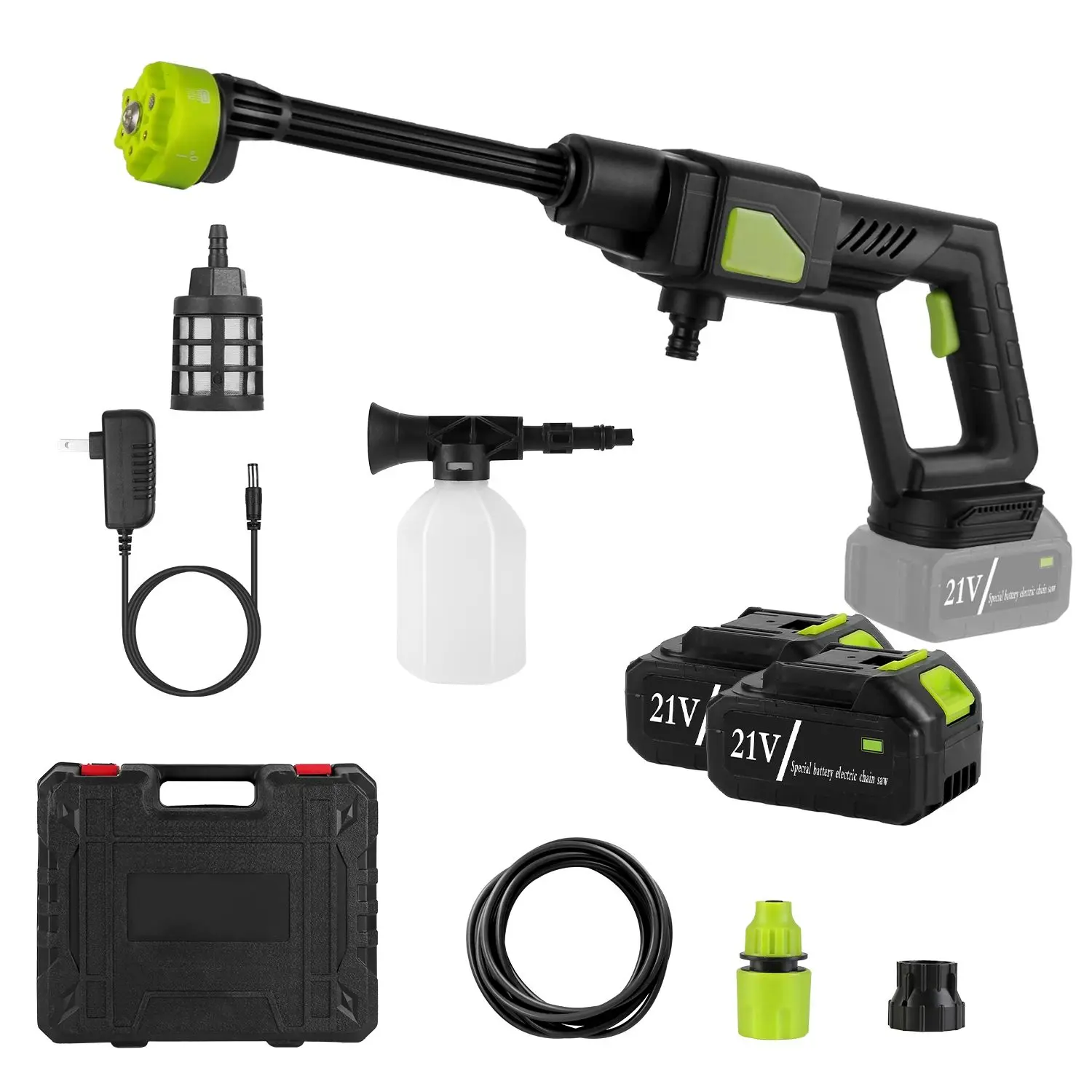 Cordless Pressure Washer Portable Electric Power Washer High Pressure Water Sprayer 435PSI Car Washer Cleaner with 6-in-1 Nozzle Foam Bottle Filter 15000mAh 21V Battery and Charger
