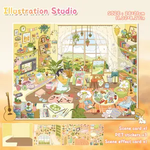 2 Super Large Scenes, Metal Tweezer & Extra Sticker Gifts, Super Thick and Durable Stickers, Stress Relief, Screen-Free Activity, Cozy Hobby, Girls Favorites, Puzzle Stickers focus toy artistic craft aesthetic