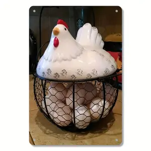 One Count, 2D One Basket of Eggs, Vintage Metal Tin Sign, Wall Decoration, Wall Art, Home Decoration, Living Room, Kitchen, Farm, Office, Club, Bar, Cafe, Garage, Garden Wall Decoration, Poster 8*12inch Decorative Sign and Plague, Spring Festival Holiday