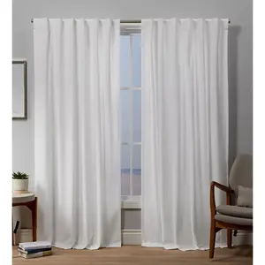 Set of 2 (96"x54") Velvet Back Tab Light Filtering Window Curtain Panels White - Exclusive Home