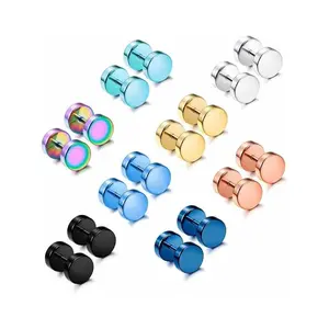 Minimalist Temperament Dot Stud Earrings, Stainless Steel Screw Flat Back Earrings, Fashionable Body Jewelry for Women & Men