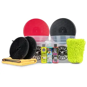 CHEMICAL GUYS Wash and Gloss Two-Bucket Method Deluxe Kit w/Lids – Complete Scratch-Free Car Wash System with Dual Buckets, Dirt Traps, Lids, Chenille Mitt, Citrus Wash & Gloss, Mr. Pink Soap, After Wash Drying Aid & Microfiber Towel