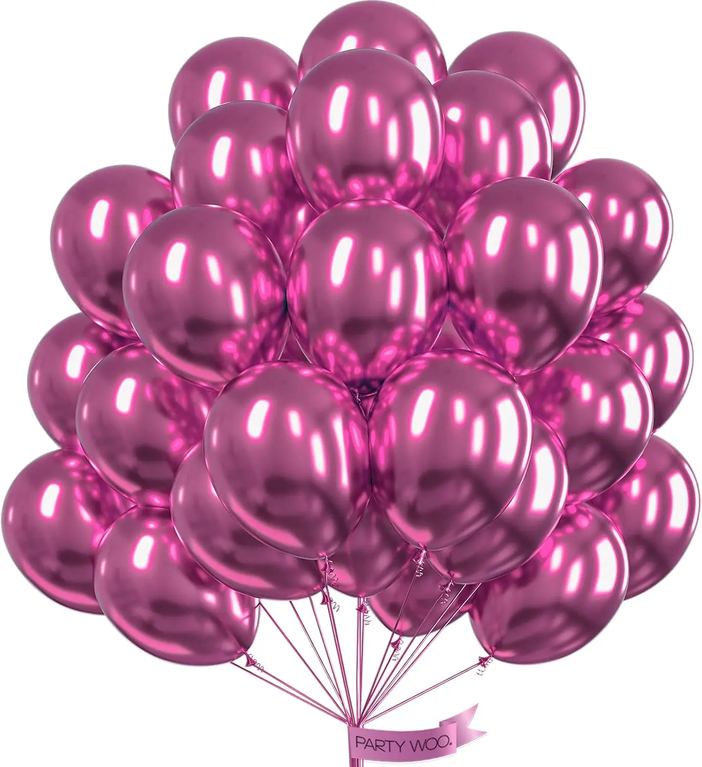 Metallic Hot Pink Balloons, 50 pcs, 12 inches. Metallic Pink, Magenta, Fushsia Latex Helium Balloons for Birthday, Valentine's Day, Bachelorette, Wedding, Baby Shower Party Decorations, Pink-G114.