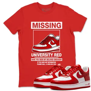 Unisex T-shirt to match Jordan Air Force 1 University Red - Missing Sneaker. 100% Cotton for Casual Wear. Comfortable Summer Unisex T-Shirt to match Jordan Sneaker. Streetwear Style. urban outfitters