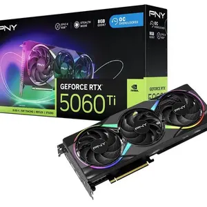 PNY NVIDIA GeForce RTX 5060 Ti Epic-X ARGB OC Triple Fan Graphics Card 8GB GDDR7 128-bit Boost Speed 2692 MHz SFF-Ready PCIe 5.0 HDMI/DP 2.1 2-Slot Blackwell Architecture DLSS 4
