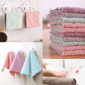 12 Pack Coral Velvet Kitchen Towels | Quick Dry Absorbent Microfiber Cleaning Cloths Double-Sided Reusable Dish Wash Rags Lint-Free Soft Tea Towels for Home Kitchen Cleaning Use