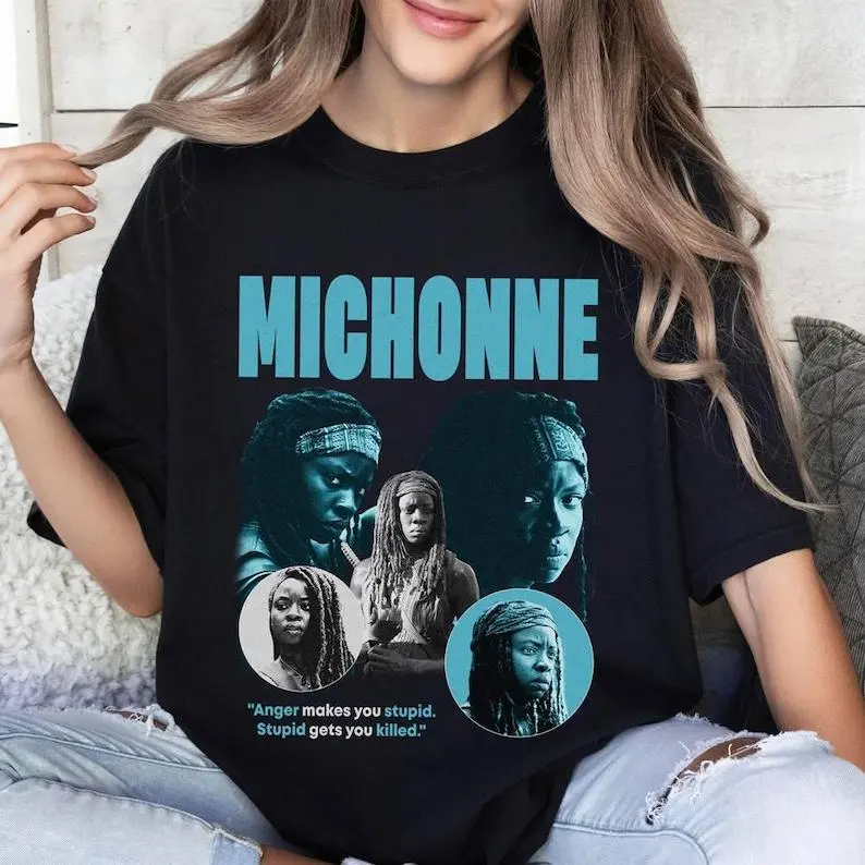 Retro 90s Michonne T Shirt, The Walking Dead Shirt, Vintage TWD Shirt, Michonne Shirt, Anger Makes You Stupid Shirt, TWD Shirt Gift for Men and Women