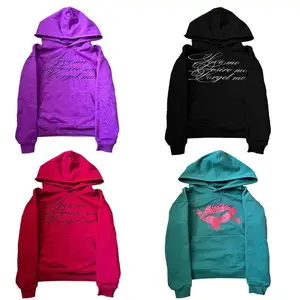 Harajuku Zip Up Hoodie Fashion Vintage Alphabet Print Y2K Casual Oversized Men's Sweatshirt HipHop Streetwear Purple Long Sleeve Menswear Tops
