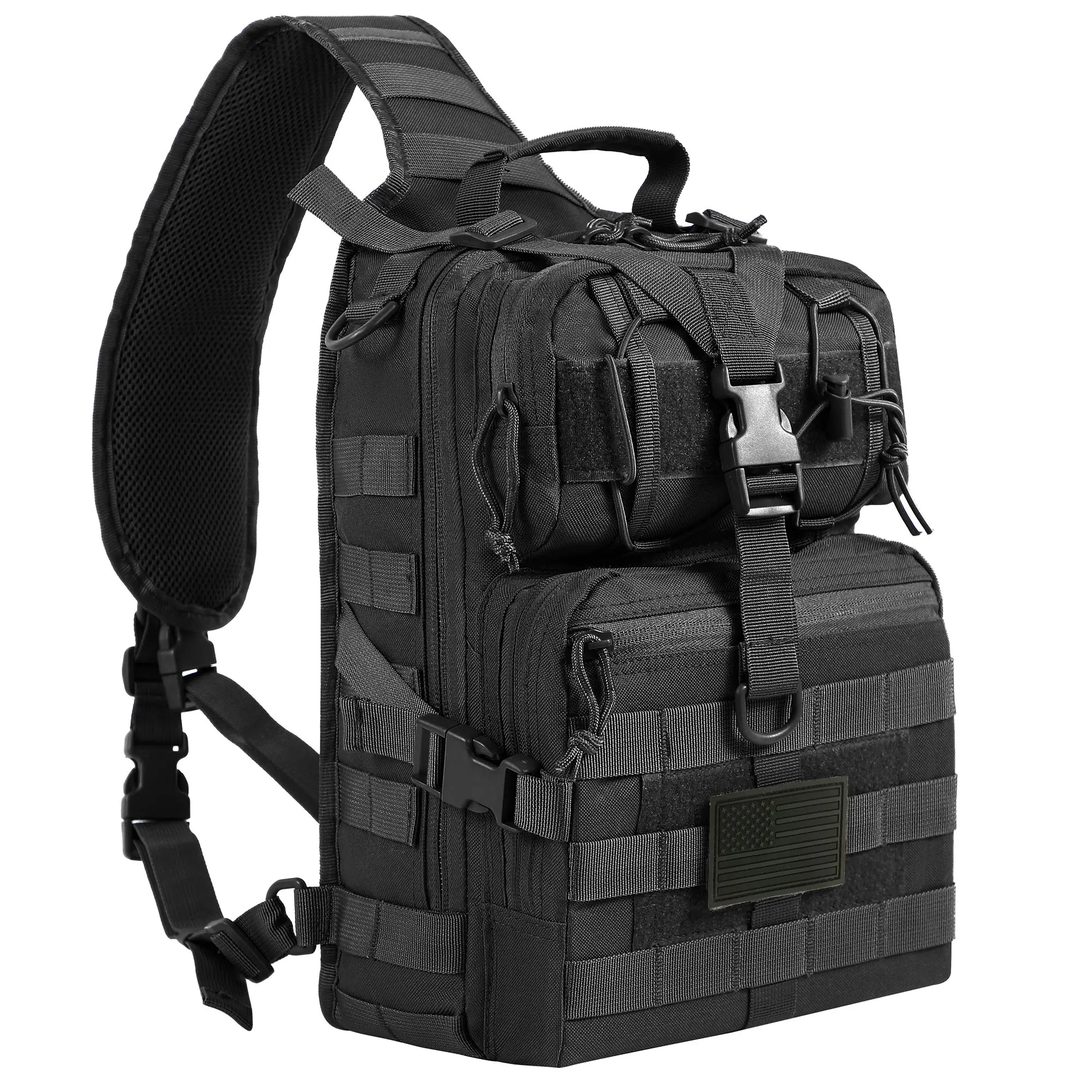 Sleek and Lightweight Tactical SlingBag: Versatile EDC Backpack withConcealed Compartment and QuickRelease Buckle