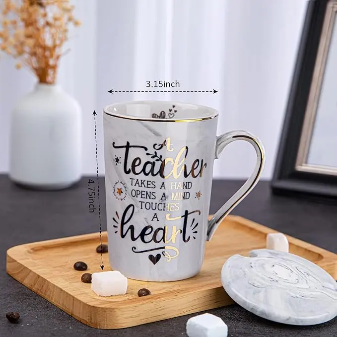 Best Teacher Appreciation Gift for Women Men - Funny Graduation Retirement Gift with 14oz Grey Coffee Mug, Gold Print, Gift Boxed Drinkware Cup Washable Ceramic anniversary gift horror gifts horror gifts
