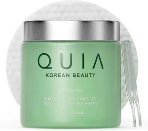 QUIA Korean Beauty Zero Pore Pads – Dual-Action Toner Pads with Gentle PHA Exfoliation – Pore Minimizer & Hydrating Facial Treatment for Sensitive Skin – Blackhead & Blemish Control – 70 Textured Pads