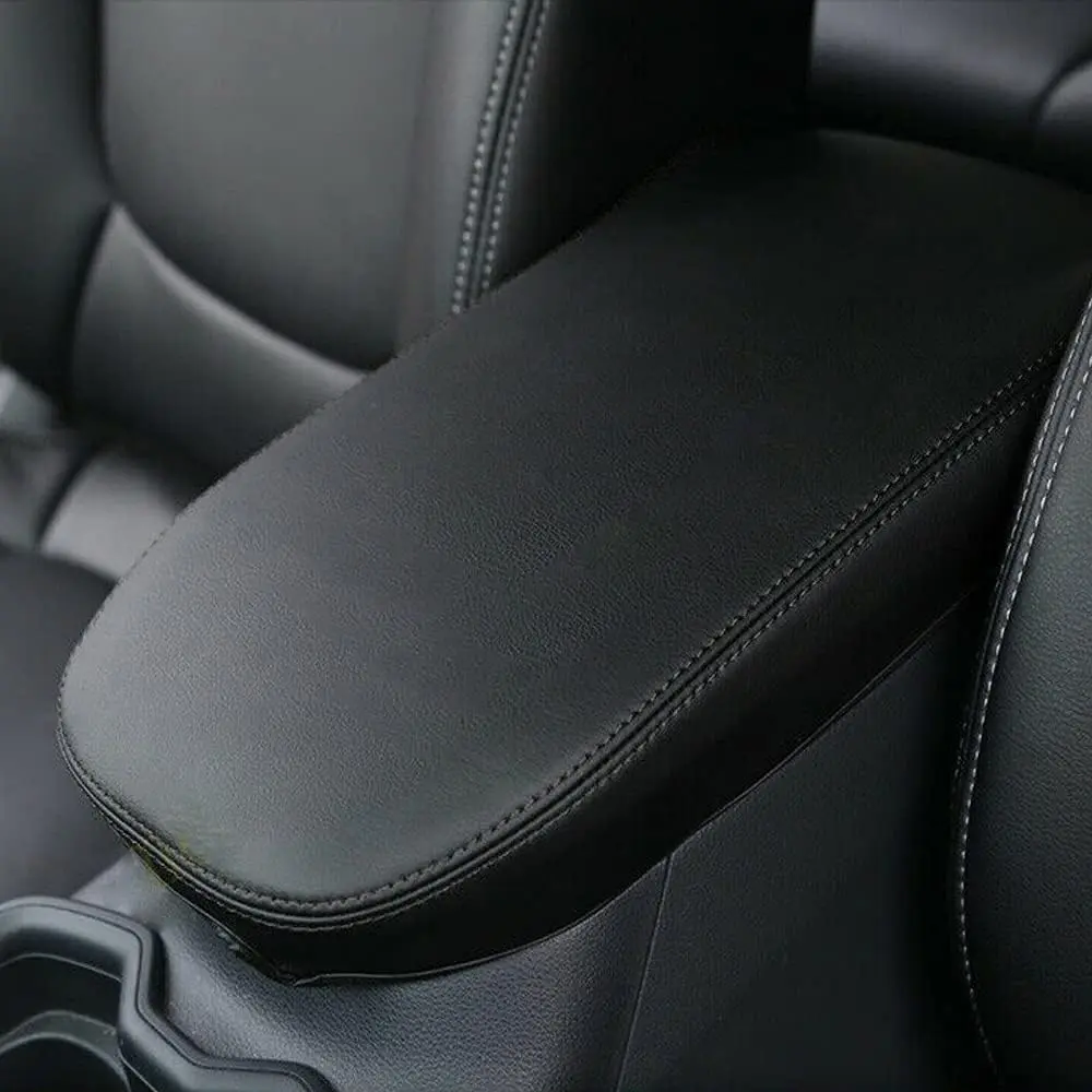 Center Console Armrest Cover for 2025 Toyota RAV4 Accessories 2024 2023 2022 2021 2020 2019 Leather Middle Console Lid Cover Pad Protector Elbow Arm Rest Covering (Black)