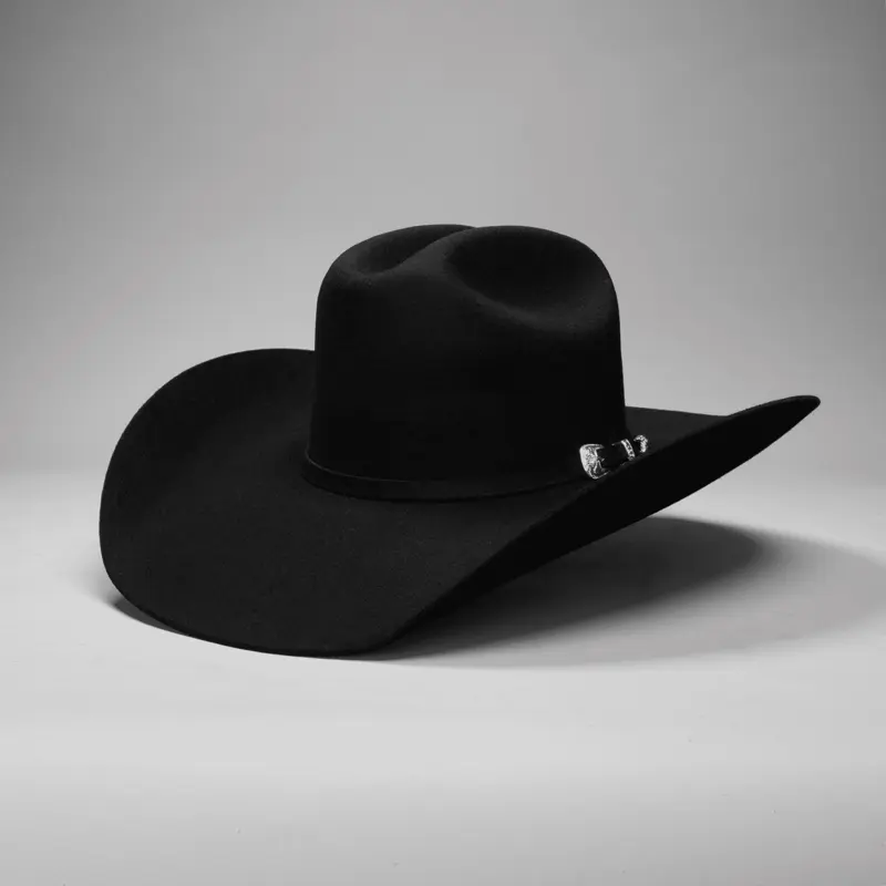Joe Hats T50X Texana 50% Pelo 50% Lana TEXAS Black Cowboy Hat with Silver Buckle