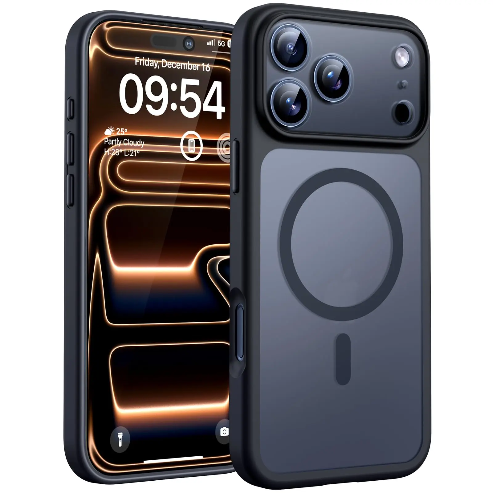 Suitable for iPhone 17/17 Pro/17 Pro Max/Air magnetic phone case [compatible with MagSafe] ultra thin semi transparent frosted hard back cover and soft border, iPhone 17 Pro Max silicone shock absorbing phone case