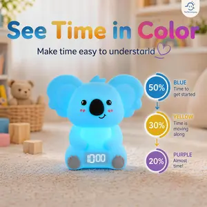 THE PAL COMPANY Koala Timer Pal - Colorful Kid-Safe Soft Silicon Visual Countdown Timer, Color-Changing Calm Corner Tool, Night Light, ADHD Autism Sensory Aid, 1-99 Min, Home Classroom Use, Lightweight Indoor Lighting Accessory