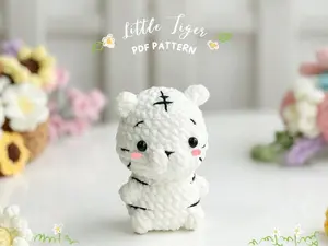 White Tiger No Sew Crochet Pattern, No Sew Amigurumi Crochet Patterns, Crochet Pattern, Plushie Pattern