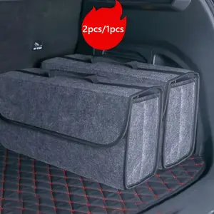 2 Pack/ 1 Pack Collapsible Car Trunk Organizer - Felt Multi-Pocket Trunk Storage Bag, Car Organizer Additions Travel Essential for All Vehicles, Car Interior Accessory (Gray)