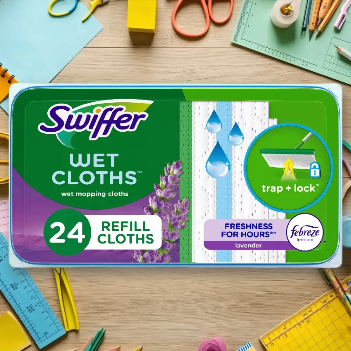 Swiffer Sweeper Wet Pads Febreze 24ct - Cleaning Pads, Lavender Vanilla & Comfort Scent, 24ct, for Sweeper Mop, Multi-Surface