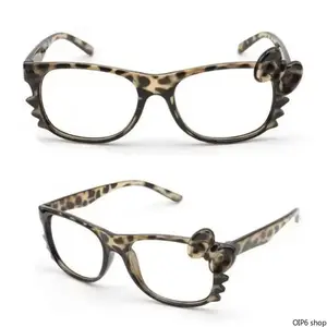 Y2K Kitty Leopard Print Eyeglass Frames - Cute Kawaii Cartoon Decorative, Slim Retro Nerd Non-Prescription Eyewear for Young Ladies, Trendy Daily Ornament Accessory