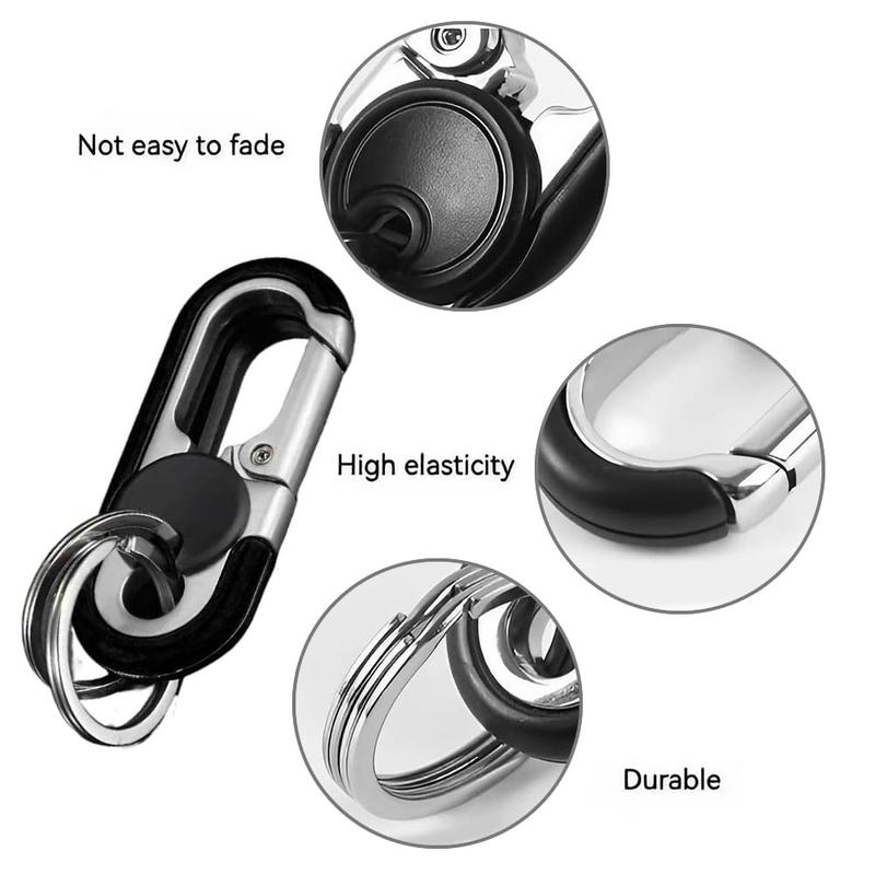 3-Piece Car Key Chain Set - Stainless Steel Keychains in Black Finish