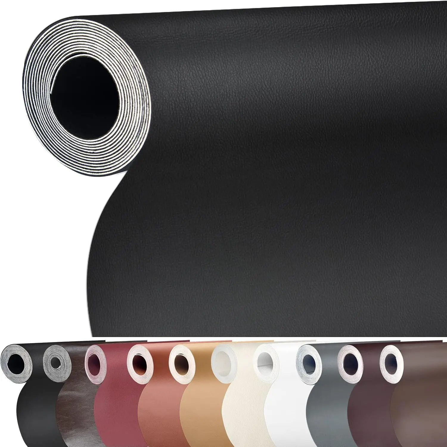 Leather Repair Patch 17X79 inch Large Self-Adhesive Leather Repair Tape Kit, Reupholster Leather Patches for Furniture Couch Chairs  Seat (Black, 17x79 inch)