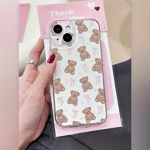 Phone case: Full-Screen Cartoon Bear 7/8 Plus Anti-Drop Soft Case, Simple and Premium Air Cushion Compatible with iPhone 14 Pro Max, Iphone 13 Phone Case, Couple XS Max New 12 Pro Anti-Drop XR 11 Unisex 13 Full Coverage 15 Pro Soft Case 15