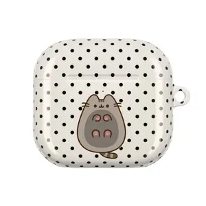 Pusheen Cat AirPods Case, Cute Polka Dot Kawaii Design, Protective Cover for AirPods Gen 1, 2, 3, 4, AirPods Pro 1, 2, 3 Trendy Gift Idea