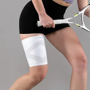 1 Pack VBOSI Premium Fabric Thigh Compression Sleeve, Breathable Supportive Unisex Knee Stabilizer for Running Fitness Tennis, Enhance Blood Circulation, White & Black Available