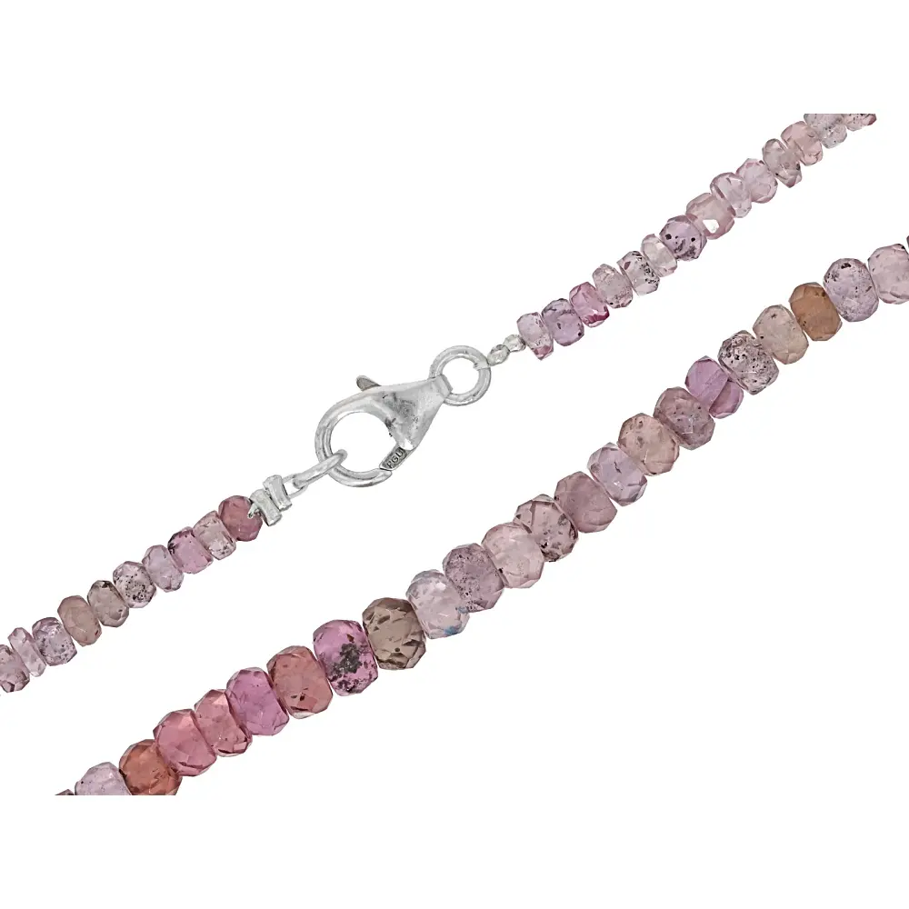 JTV Masasi Bordeaux Garnet 3-4mm Faceted Round Bead Strand with Sterling Silver Clasp