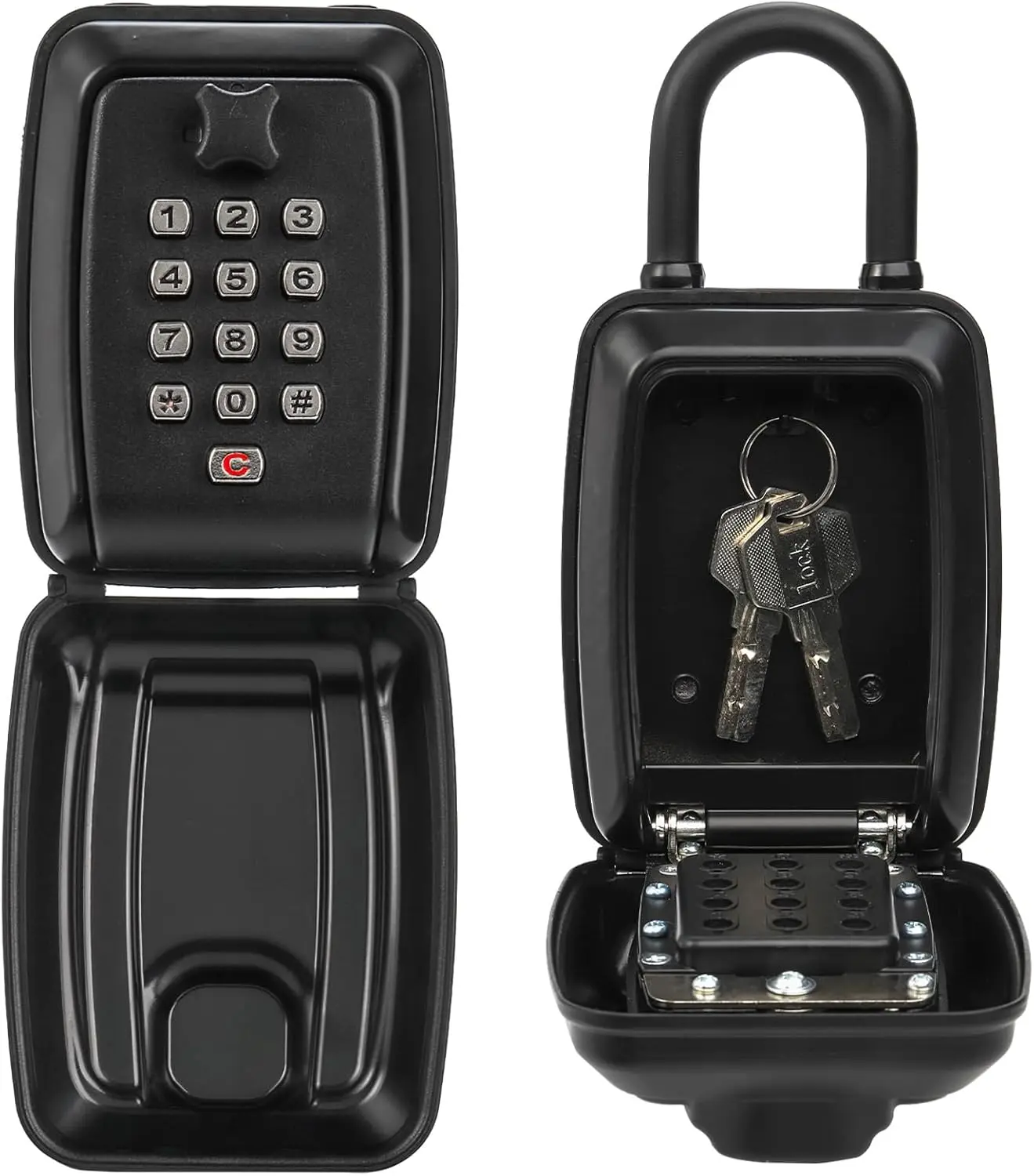 Alloy Universal Key Lock Box with 12-Digit Push-Button Combination, Removable Locking Buckle, Reset Code, Protective Cover, High-Safety Secure Storage for Door Handle, House