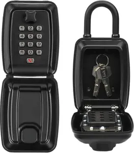 Outdoor Key Lock Box with 12-Digit Push-Button Combination, Removable Shackle, Reset Code, High Safety Secure Storage for Door Handle, House