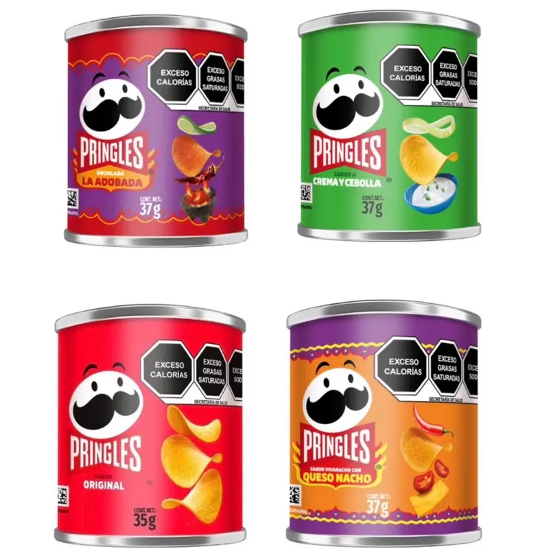 Pringles 37g Sabor ( adobada, crema y cebolla, original, queso nacho)