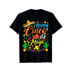 Happy Cinco de Mayo Fiesta Mexican Party 5 De Mayo Men Women T-Shirt for Men Women Couple Trendy Cotton Tops Short Sleeve, Street Style Short Sleeve Tee, Comfort Tee, Casual Summer Tee Round Neck Streetwear Menswear Shortsleeve Tshirt
