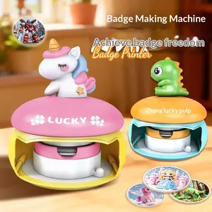 58mm Badge Maker Machine Unicorn & Dinosaur Style, Kids DIY Button Set, Handcraft, Creative Craft Tool for Children, Handmade Crafts, Perfect for School Projects