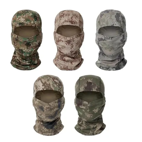 Yeomoo 5-Pack Camouflage Tactical Balaclava Set for Adults - Polyamide UV-Protective All-Seasons Face Mask, Breathable Windproof Unisex Balaclava+Gaiter, One Size, Gear-Blending for Hiking (5pcs/set)