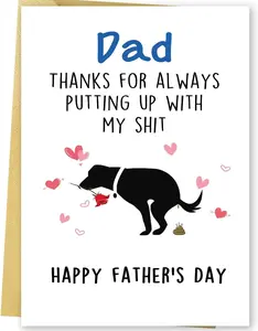 Happy Dog Fathers Day Card Gift from Dog, Cute Father’s Day Card from Son Daughter, Best Dog Dad, Dog Dad Gifts for Men