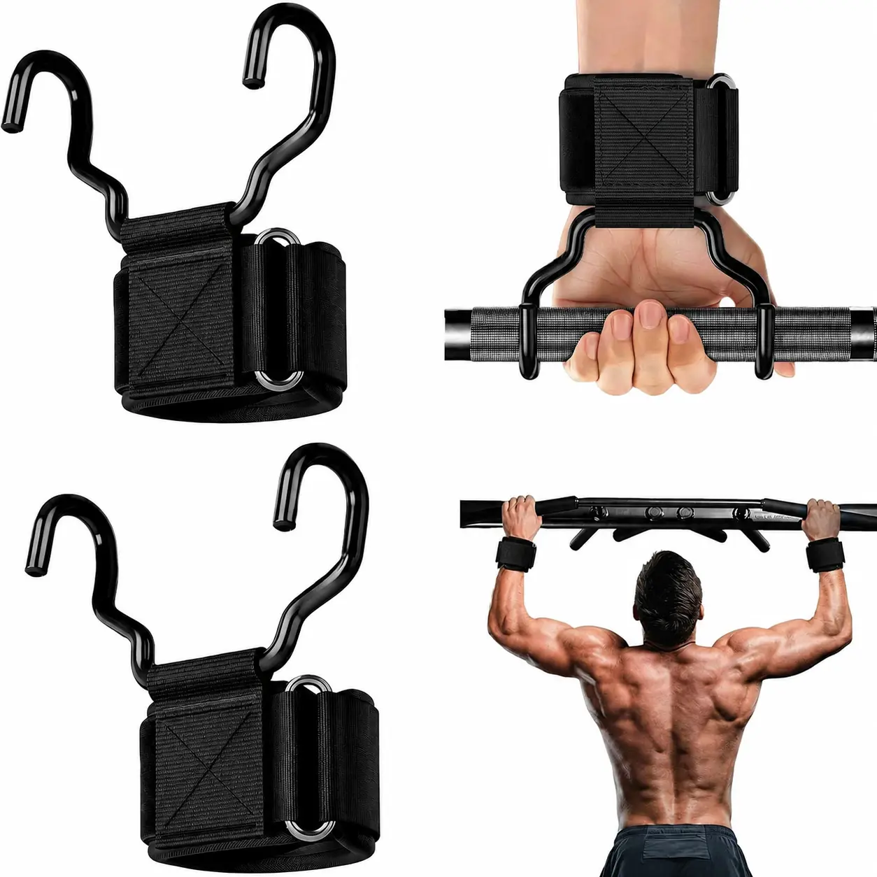 Gym Grips - 1 Pair Weight Lifting Straps for Deadlifts, Barbell Rows | Powerlifting, Bodybuilding Strength Training Fitness Accessories
