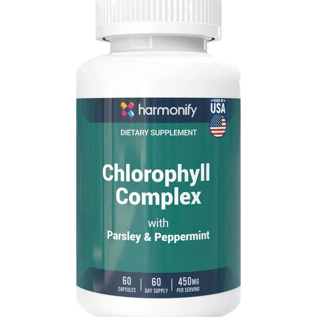 Chlorophyll Capsules 450mg, Natural Chlorophyll Pills for Women & Men – Highly Bioavailable Chlorophyll Supplement – 120 Capsules