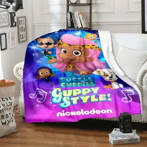 Bubble Guppy English animation14 patterned printed blanket, blanket for the living room, bedroom and office lunch break, portable blanket suitable for all four seasons, throw blanket, holiday gift for family and