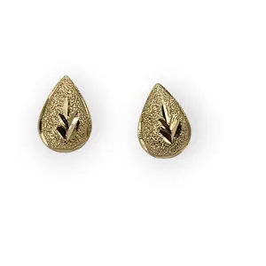 Nuget Leaf Design 14k Gold Plated Stud Earrings for Women