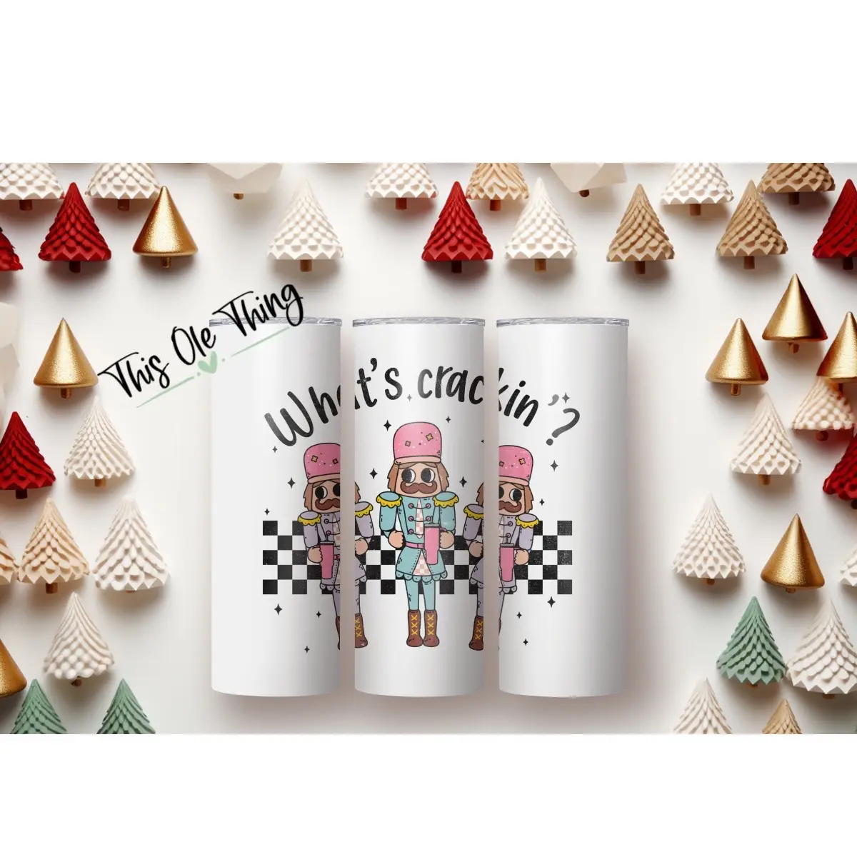 Durable 20oz Nutcracker Theme Tumbler - Hot/Cold Drinks, Secure Lid