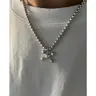 Unisex Homer Ball-Leg Beaded Chain Necklace - Minimalist Casual Style, Small Steel Beads, Robust Bars, Daily Versatile, Fade-Resistant Shine, Chain & Link Jewelry for Women, Men's Jewelry, Ideal for Spring Glow-Up, Summer Camping