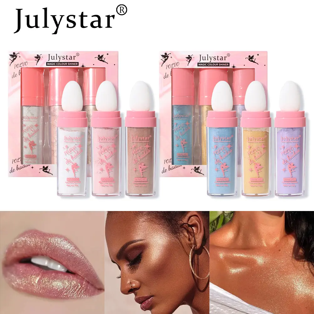 Glowing Highlighter Powder Set, Glitter Highlighter, Face & Body Shimmer Makeup Kit, Natural Contouring & Brightening, Perfect for Beach Looks