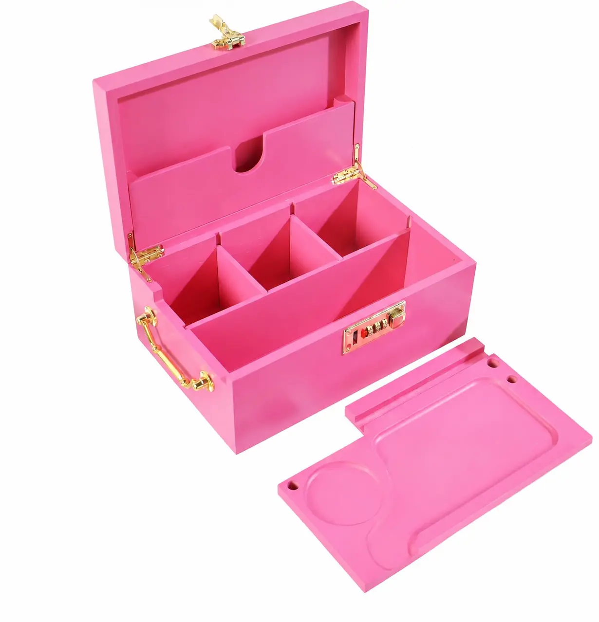 SINKZAICO 10"x6.7" Natural Bamboo Lockable Storage Box with Combination Lock, Handle,Large Home Organizer Storage Bin for Tea,Candies,Jewelry, Valuables
