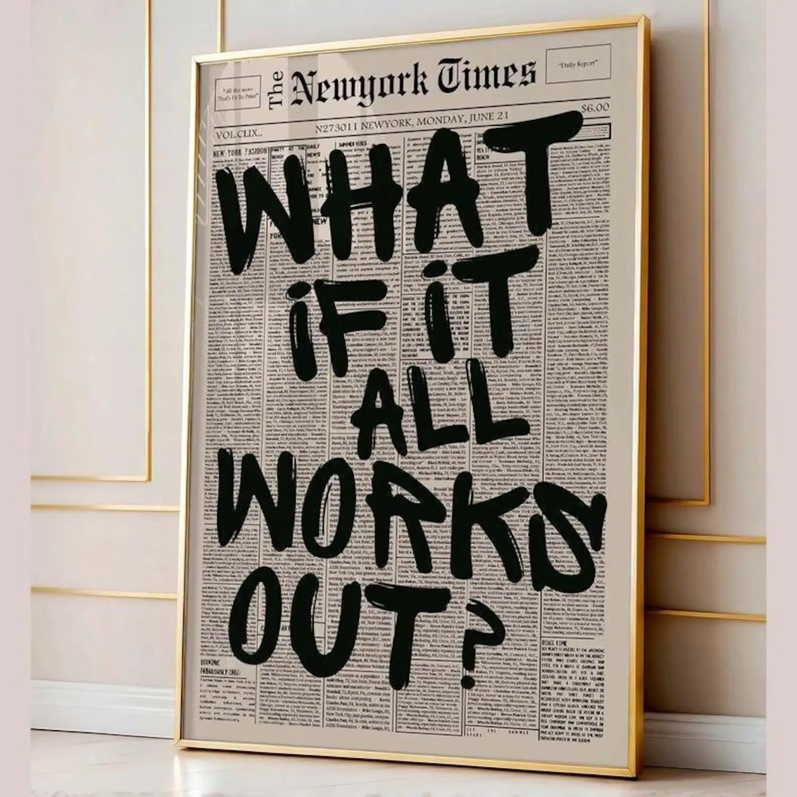 [Sale off up to 65%][Free Ship] Trendy Newspaper Print What If It All Works Out, New York Newspaper Quote, Postre Summary